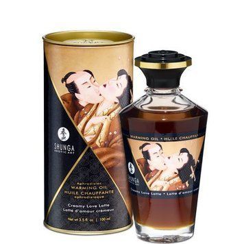 Разогревающее масло Shunga Aphrodisiac Warming Oil - Creamy Love Latte (100 мл) без сахара, вкусный SO2500 фото