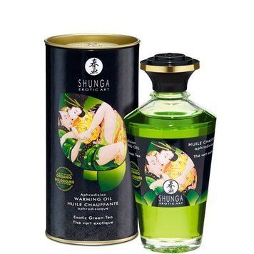 Органическое согревающее масло Shunga Aphrodisiac Warming Oil &ndash; Exotic green tea (100 мл) без сахара SO2503 фото