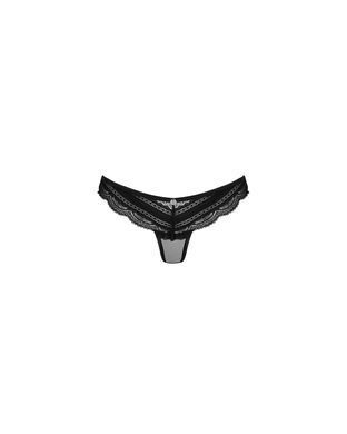 Полупрозрачные трусики с подвеской Obsessive Ivannes panties black L/XL, черные SO7281 фото