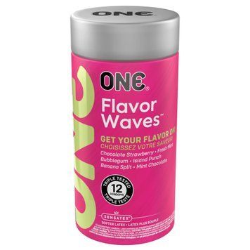 Ароматизированные презервативы ONE FlavorWaves, 12 шт, 6 ароматов, 6 цветов, подарочная упаковка-тубус SX0794 фото