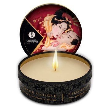 Массажная свеча Shunga Mini Massage Candle &ndash; Sparkling Strawberry Wine (30 мл) с афродизиаками SO2519 фото