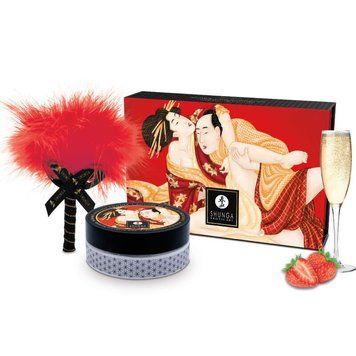 Вкусная пудра для оральных ласк Shunga Body Powder Sparkling Strawberry Wine, 75 г, аромат клубники SX0590 фото