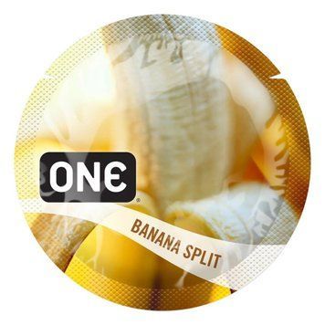 Ароматизированный презерватив ONE FlavorWaves Banana Split, 1 шт, желтый, запах бананового десерта SX0753 фото