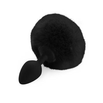 Силіконова анальна пробка М Art of Sex - Silicone Butt plug Rabbit Tail Black, діаметр 3,5 см SO6694 фото