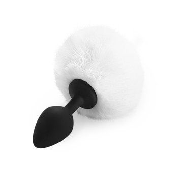 Силіконова анальна пробка М Art of Sex - Silicone Butt plug Rabbit Tail White, діаметр 3,5 см SO6695 фото