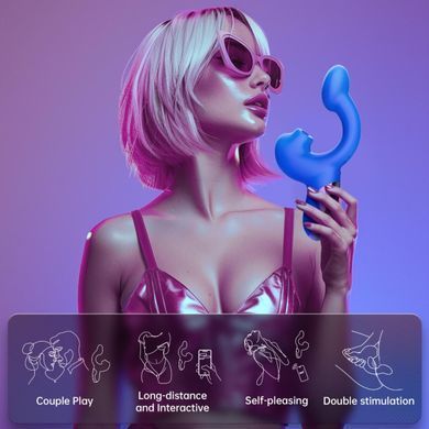 Смарт-вібратор Magic Motion Ponder Blue, подвійна стимуляція, віброяйце+язичок для клітора SX3229 фото