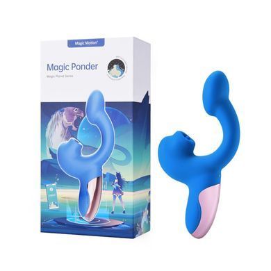 Смарт-вібратор Magic Motion Ponder Blue, подвійна стимуляція, віброяйце+язичок для клітора SX3229 фото