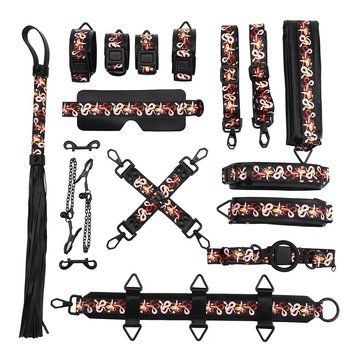 БДСМ-набір LOCKINK The Flowering Serpent Bondage Set, чорний, з малюнком у вигляді змій, 12 предметів SX0902 фото